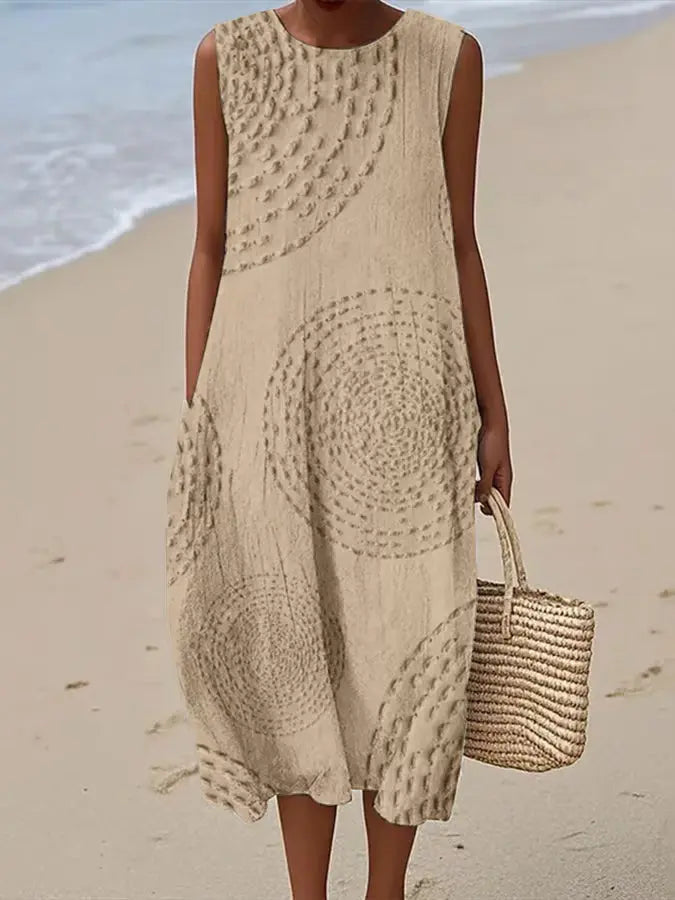 Clarisse | Soft Embroidered Sleeveless Midi Dress