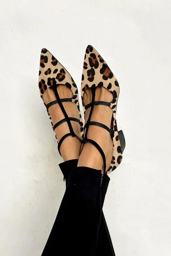 Vivienne | Leopard Strap Ballet Heels