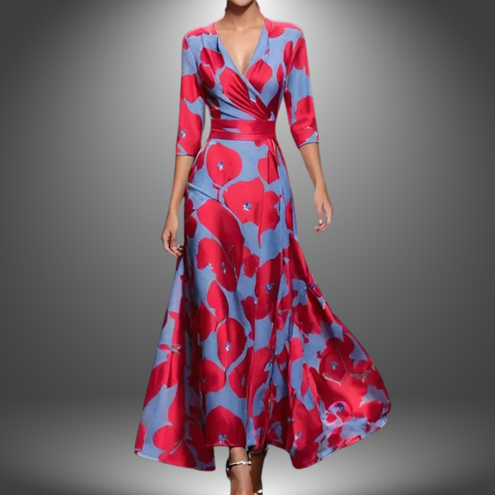 Liora | Flattering V-Neck Boho Maxi Dress