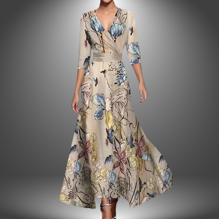 Liora | Flattering V-Neck Boho Maxi Dress