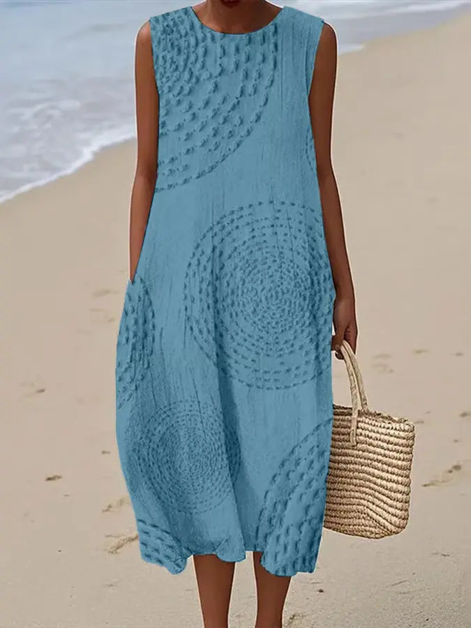 Clarisse | Soft Embroidered Sleeveless Midi Dress