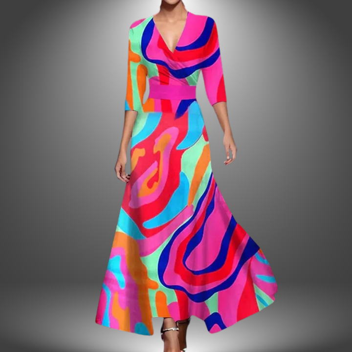 Liora | Flattering V-Neck Boho Maxi Dress