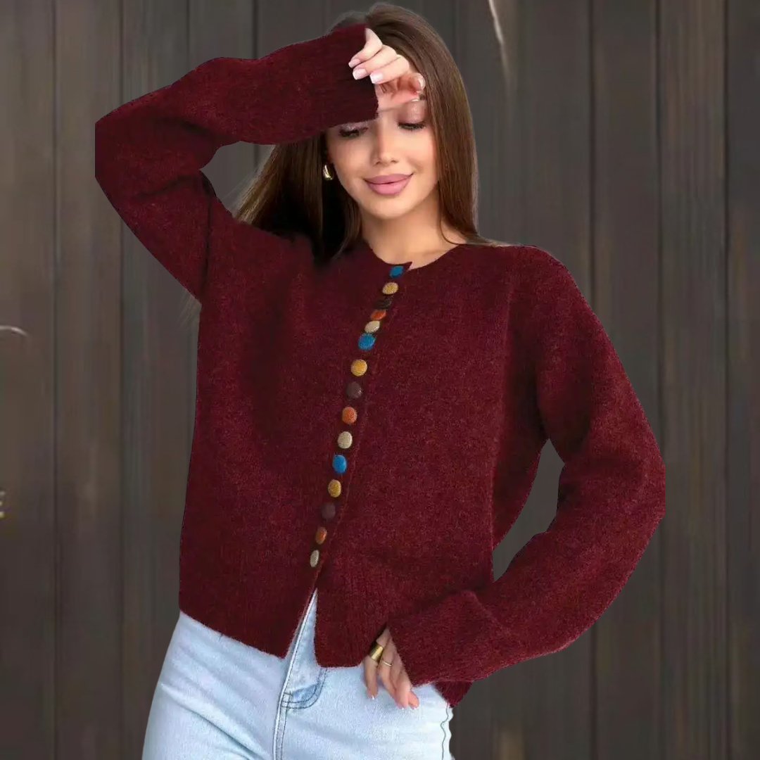 BUTTON-ACCENT CARDIGAN