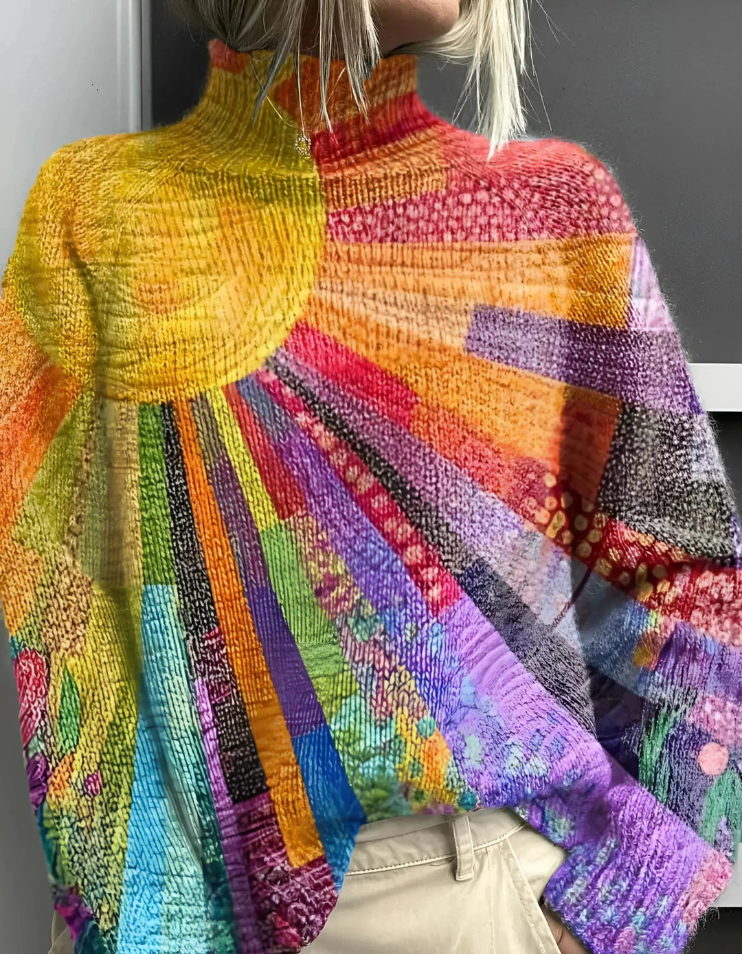 C&amp;M® - Cheerful Colorful Turtleneck Sweater