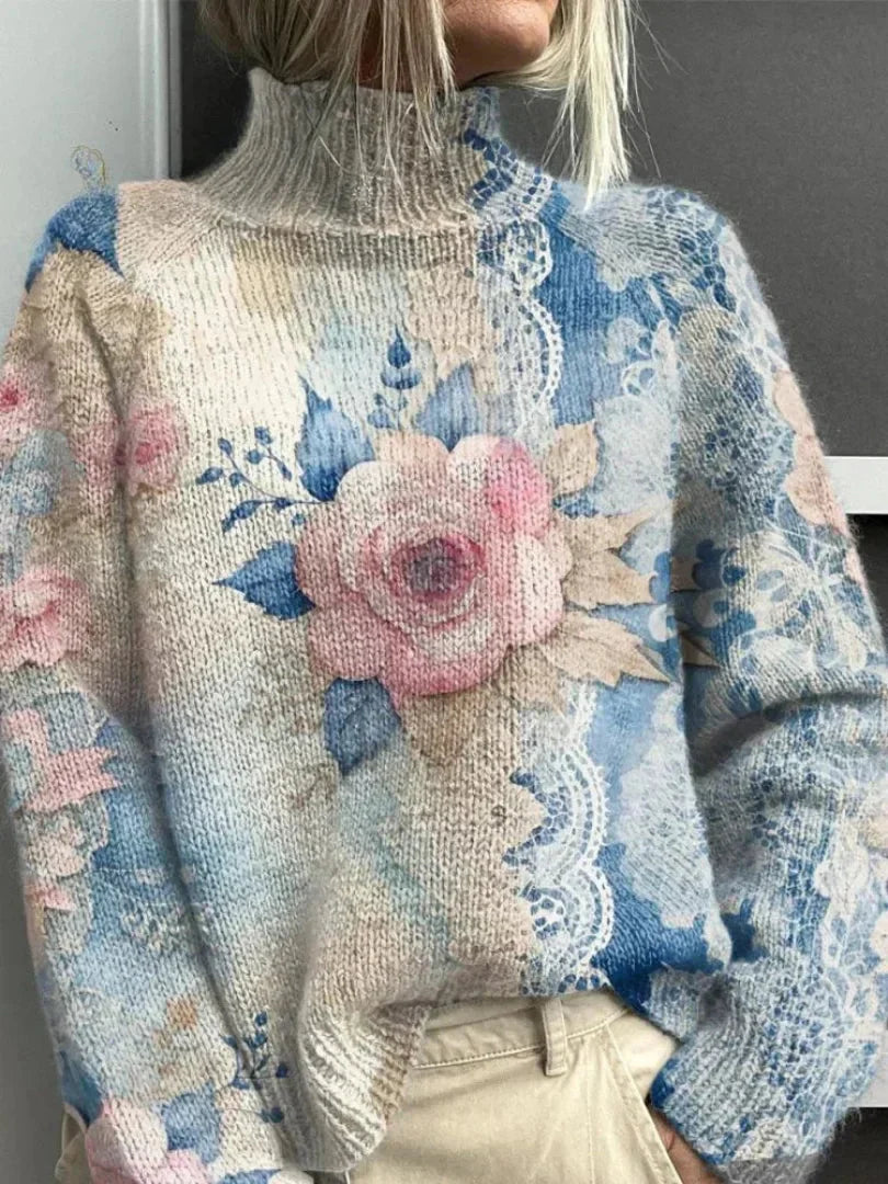 C&amp;M® - Lace Knitted Turtleneck Sweater