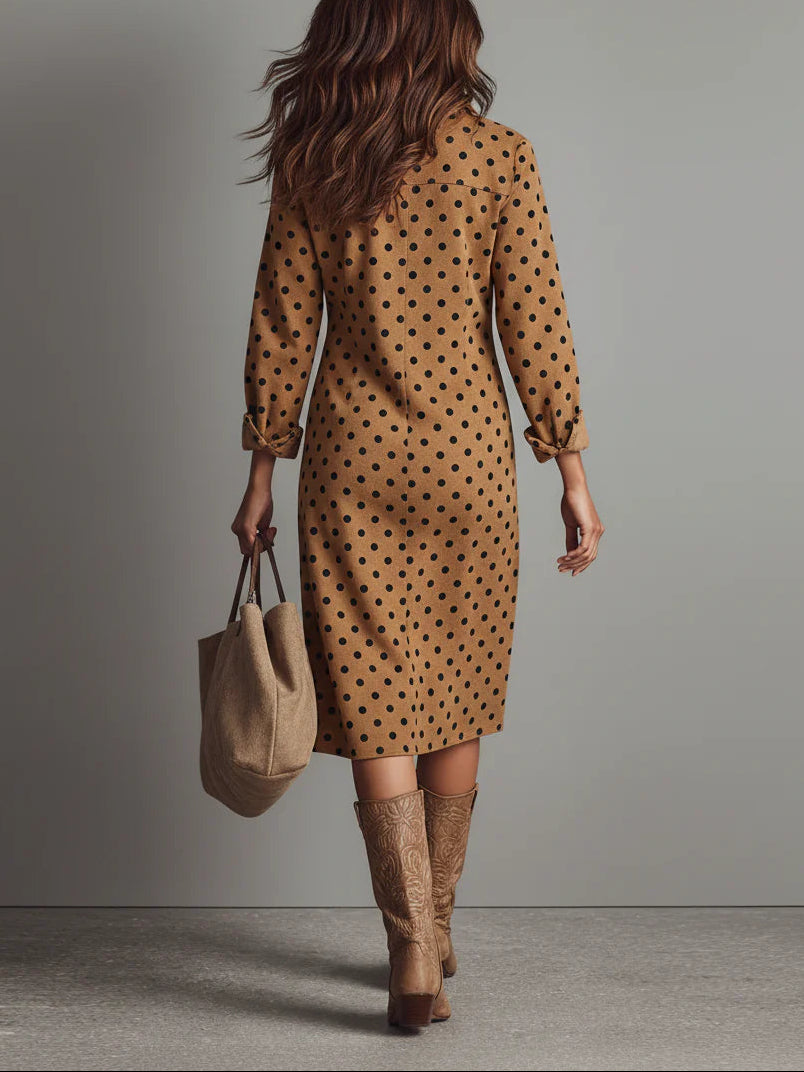 Polka Dot Faux Leather Midi Dress
