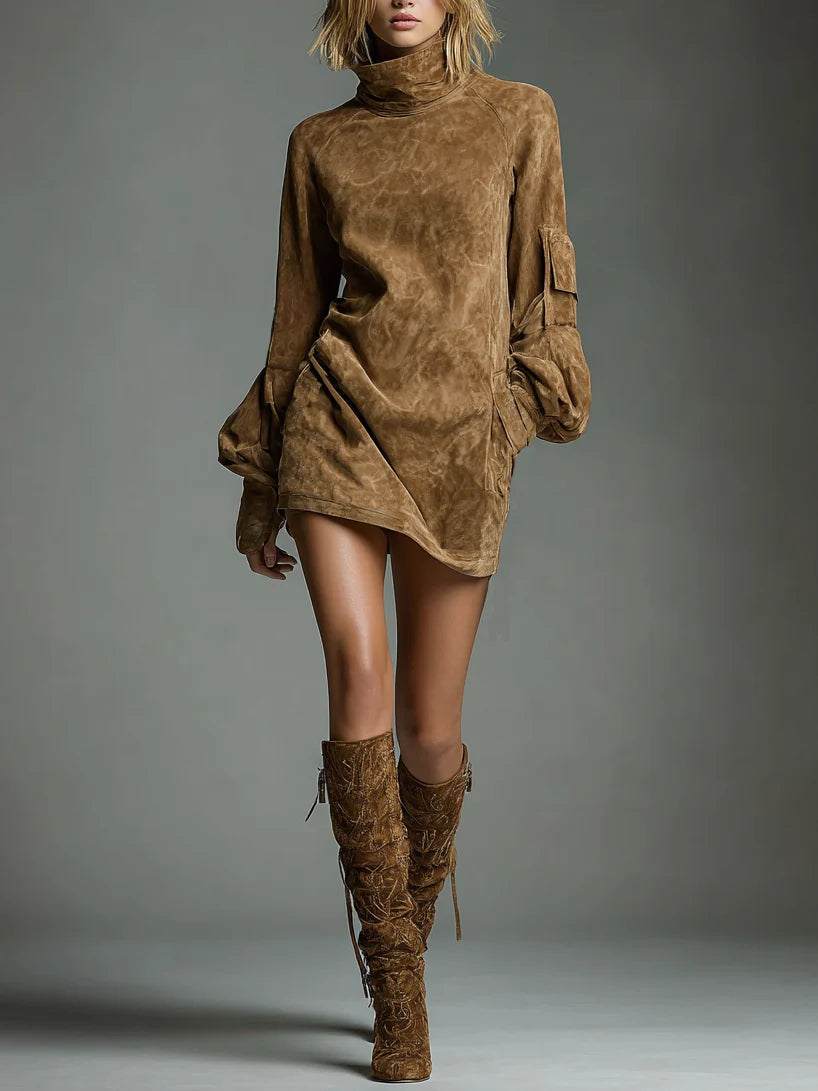 C&amp;M® | Suede Turtleneck Mini Dress