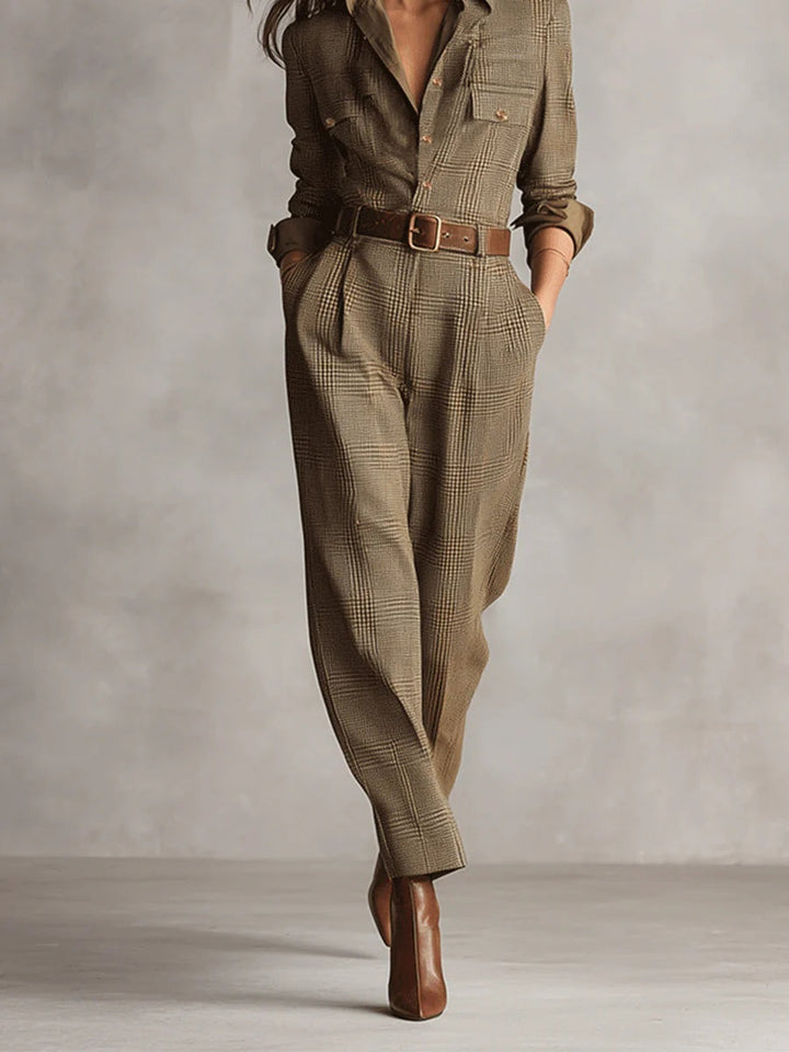 - Elegant Plaid Jumpsuit