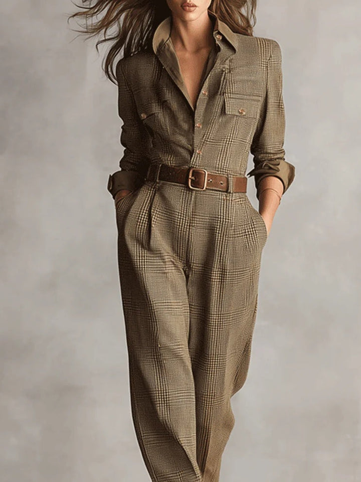 - Elegant Plaid Jumpsuit