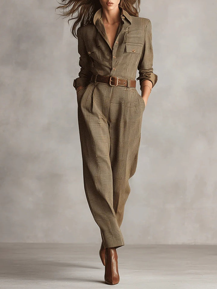 - Elegant Plaid Jumpsuit