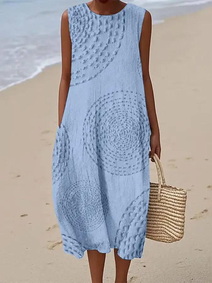 Clarisse | Soft Embroidered Sleeveless Midi Dress
