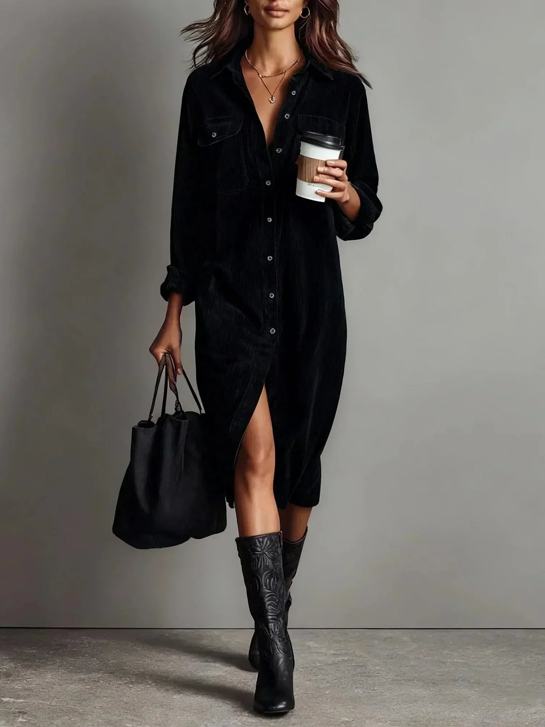 - Chic Flared Hem Dress