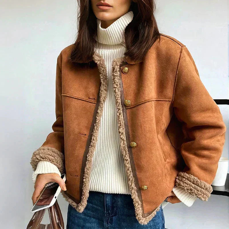 Buttoned Faux Shearling Jacket