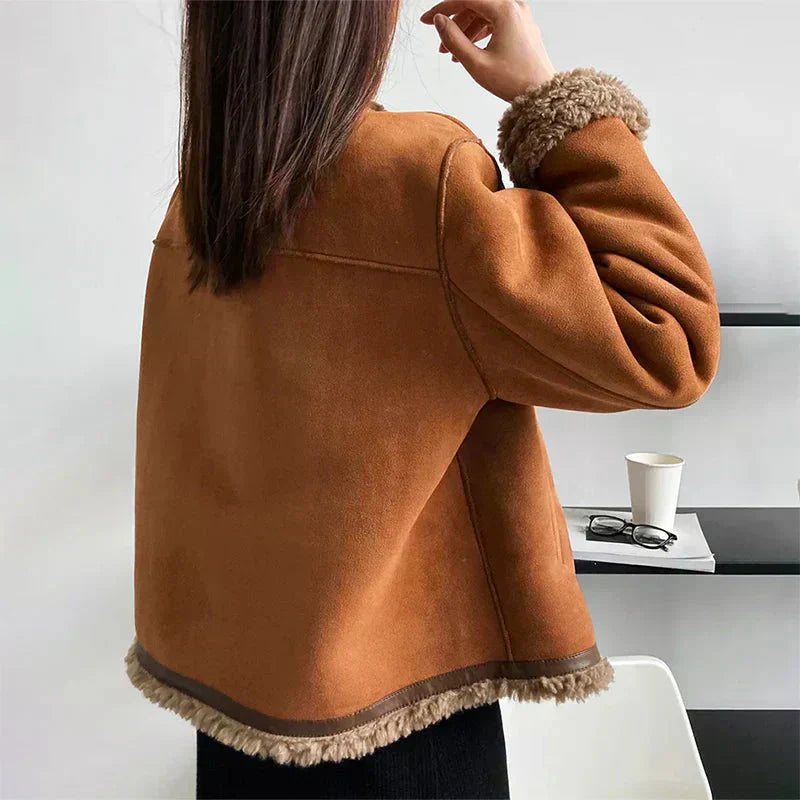 Buttoned Faux Shearling Jacket