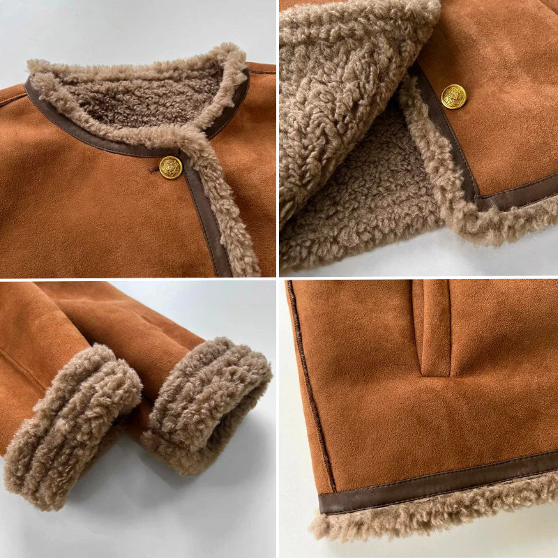 Buttoned Faux Shearling Jacket