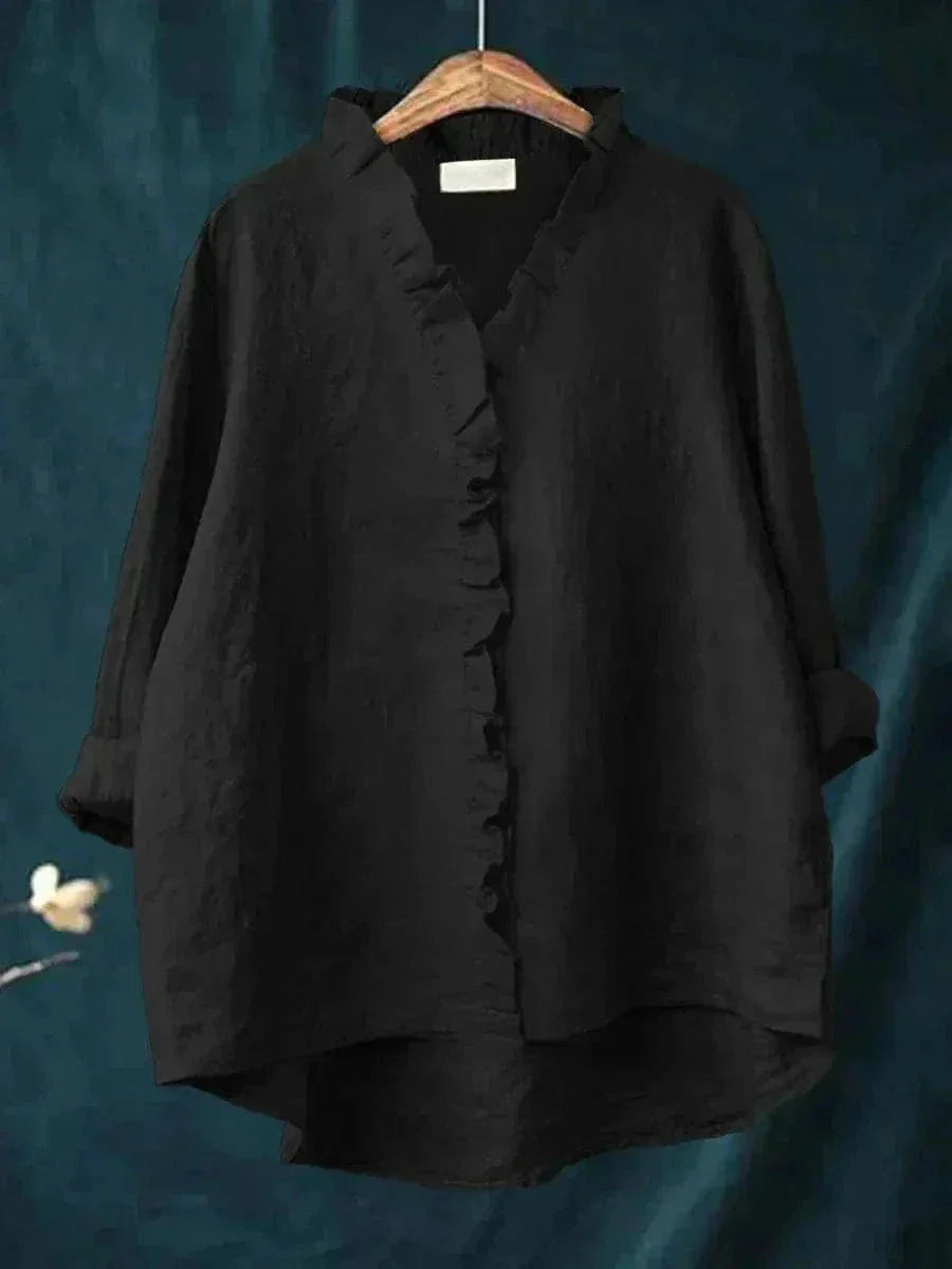 Maeva | Linen Ruffle Blouse